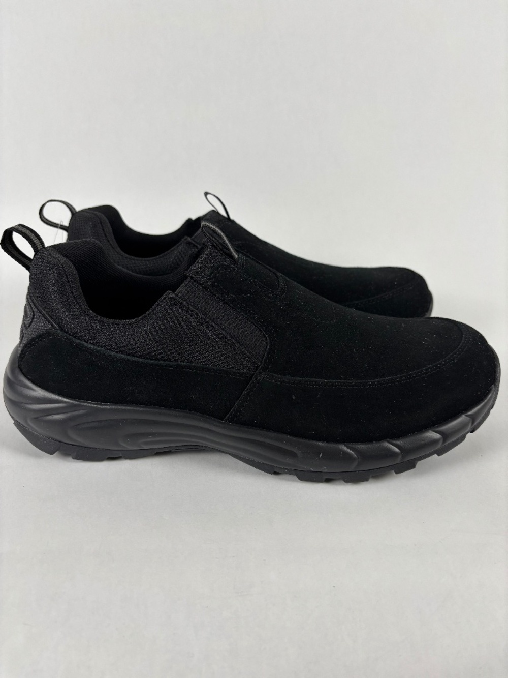 George, Slip-On, Sneakers/Shoes, Black Genuine Suede, Memory Foam, Size 8.5 W